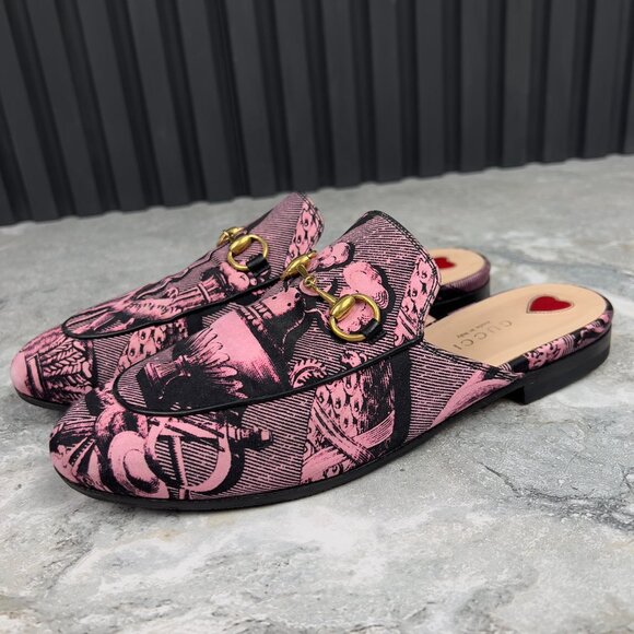 Gucci Princetown ST Romain Horsebit Satin Mule Slippers Fabric 6.5 US 36.5 EUR - Picture 4 of 13